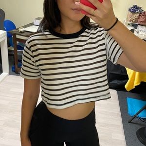 Black/White Small Stripe Crop Top
